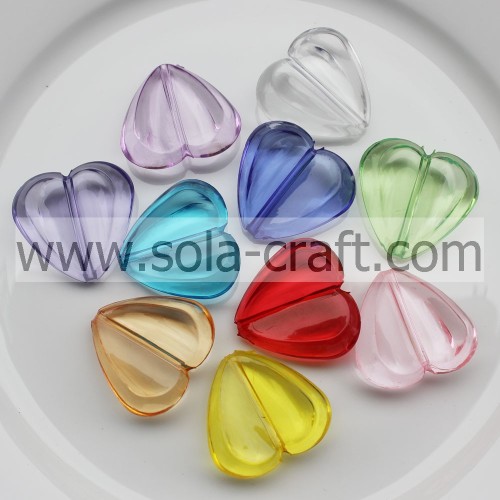 Modello di perline distanziali a cuore in plastica acrilica con colori trasparenti 29 * 31MM