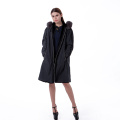 Black fur cashmere winter coat