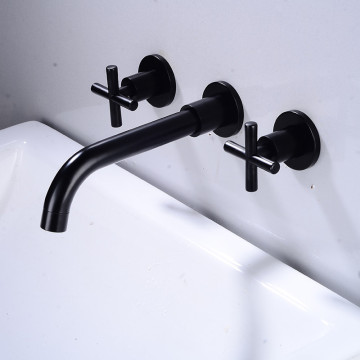 Wall Mounted Double Handle 3 Holes Brass Concealed Basin Mixer Faucet - Chinese Factory
