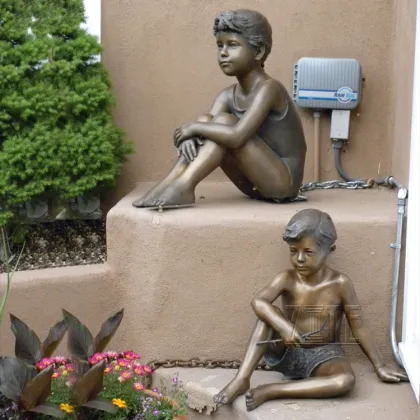 Hot Sale Outdoor lost wax children riding turtle bronze sculpture