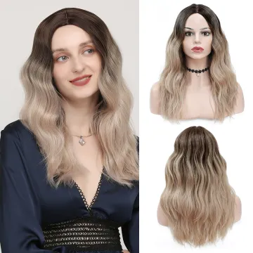 X-TRESS New Fashion Silky 20 Inch Gold Synthetic Hair Wig High Temperature Fiber Middle Part Wigs Machine Made Natural Hair Wigs