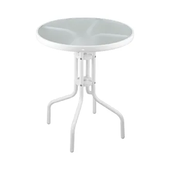Steel Iron tube 31.5'' Round Tempered Glass Metal Table