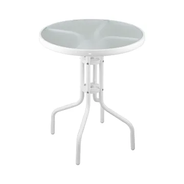 Steel Iron tube 31.5'' Round Tempered Glass Metal Table