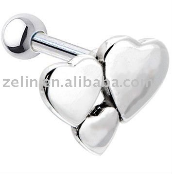 925 Silver Heart Cluster Ear ring Body Jewelry