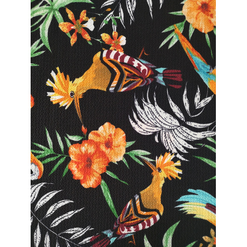 Birds Design Polyester Bubble Crepe Printing Fabric