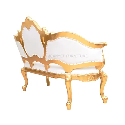 Royal French Antique Gold Wooden Marriage Hall Wedding Sofa