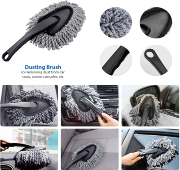 Gray Microfiber Dust Sweep Brush for Car Interior Cleaning