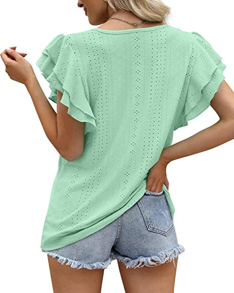 Casual Petal Sleeves blouse high quality t shirt