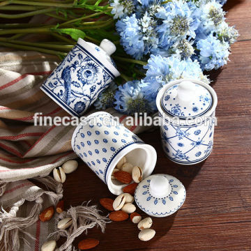 180CC Elegant New Bone China Tea Coffee Sugar Canister set of Blue Dream Made in China