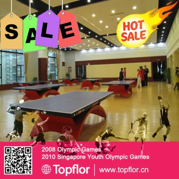 Wood color pvc sports flooring used for table tennis court