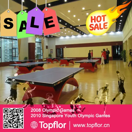 Wood color pvc sports flooring used for table tennis court