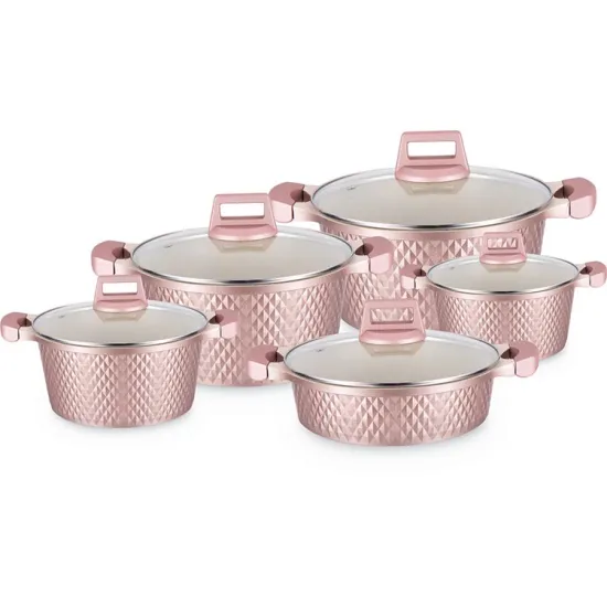 Wholesale 10pcs Non-Stick Ceramic Cookware Sets with Aluminum Pots and Lids