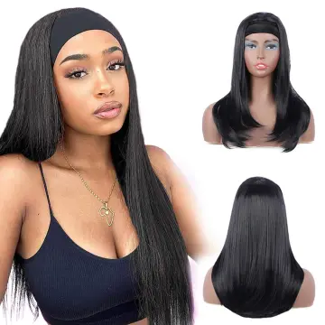 Wholesale Headband Wigs for Black Women Straight Wig with Headband Long Synthetic Headband Wig Easy to Wear