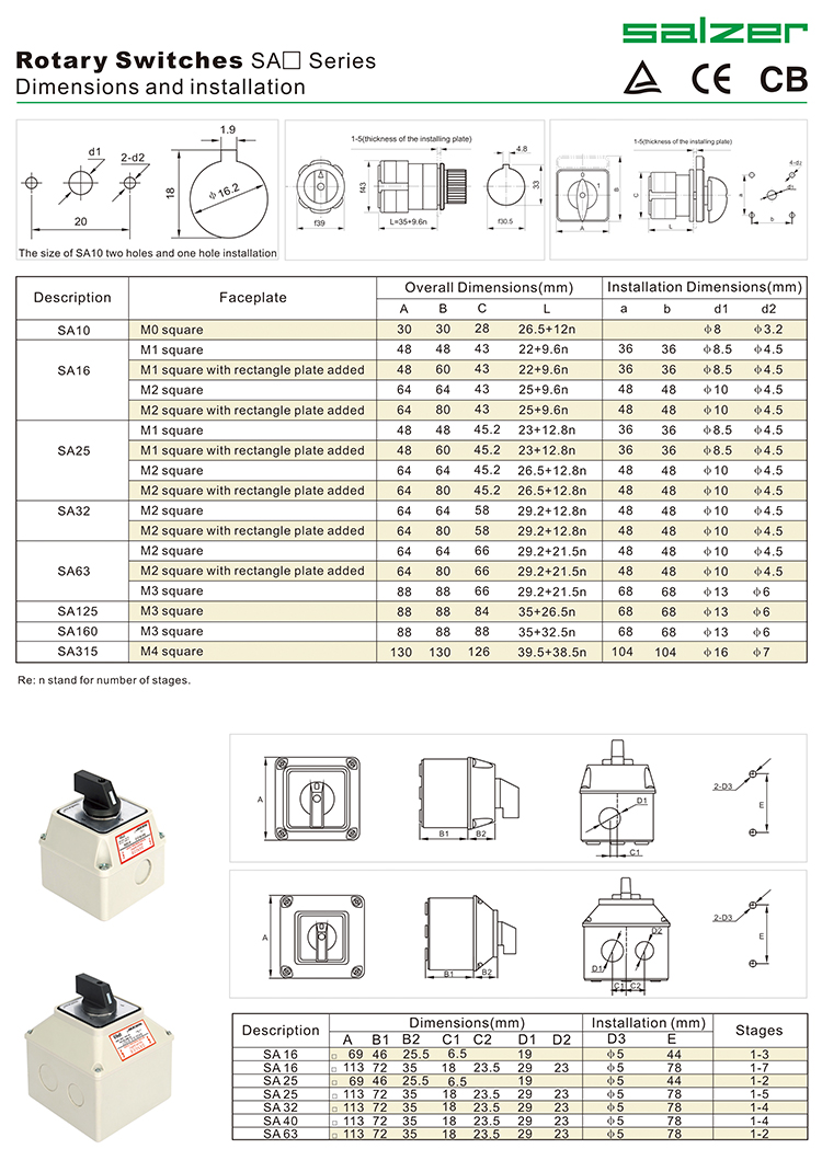 Salzer Cam Operated Change Over Switch 16a Sa16 2pole (tuv, Ce, And Cb ...