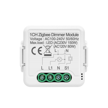 Tuya Zigbee 1/2 Gang Dimmer Module - Push Dimmer Switch Compatible with Alexa