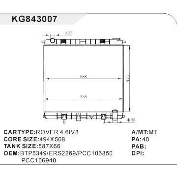 auto radiator car:ROVER 4.6IV6 OEM:BTP5349/ERS2269/PCC106850 PCC106940