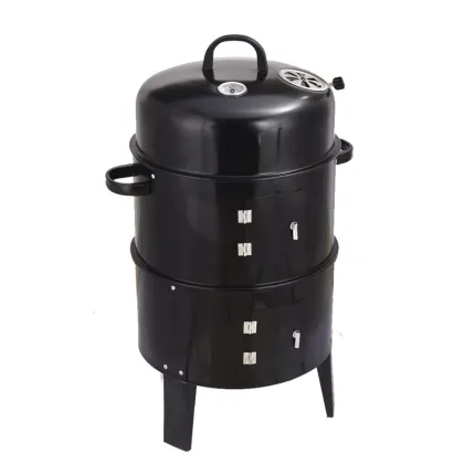 Barrel-shaped BBQ smoked stove outdoor charcoal barbecue stove household small smoked grilled barbecue stove