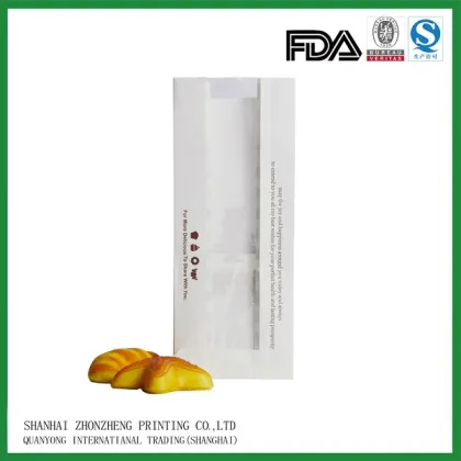 2015 FDA food grade paper bread bag with window for toast/croissant/sliced bread packaging