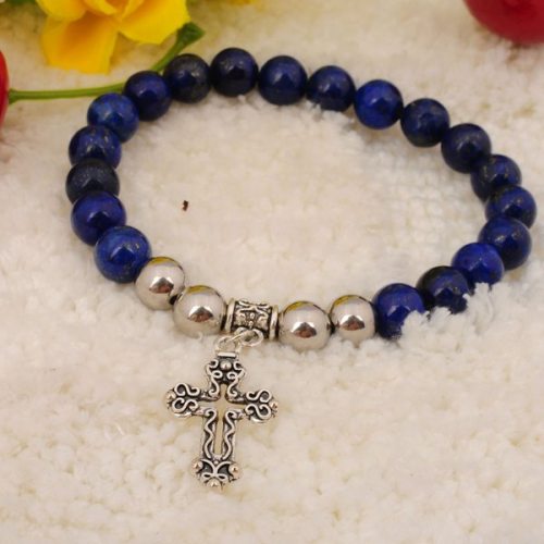 Natural Lapis Lazuli Bracelets Gemstone jewelry alloy pendants