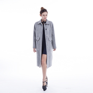 Fashionable light grey cashmere overcoat