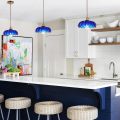 Blue petal fruit tray glass lampshade pendant lamp