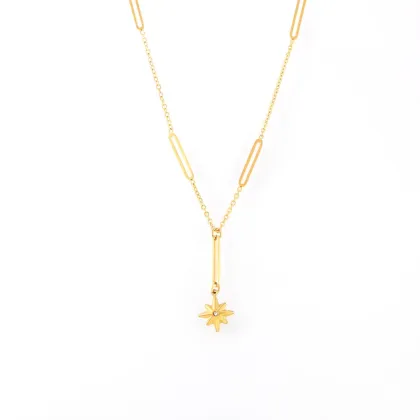 HYH New Gold Waterproof Chain Star of David Charm Stainless Steel Necklace Jewelry