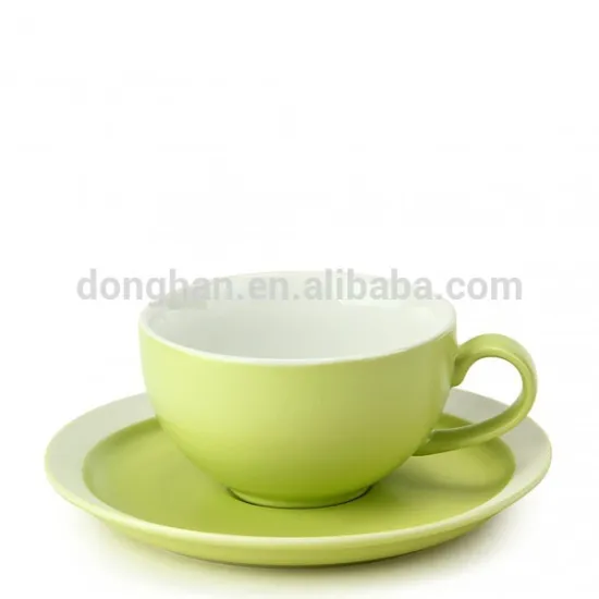 food safety round shape glazed ceramic coffee cup saucer set