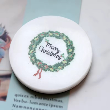 Eco-Friendly Custom Printed Carrara White Marble Coasters for Christmas Promotions