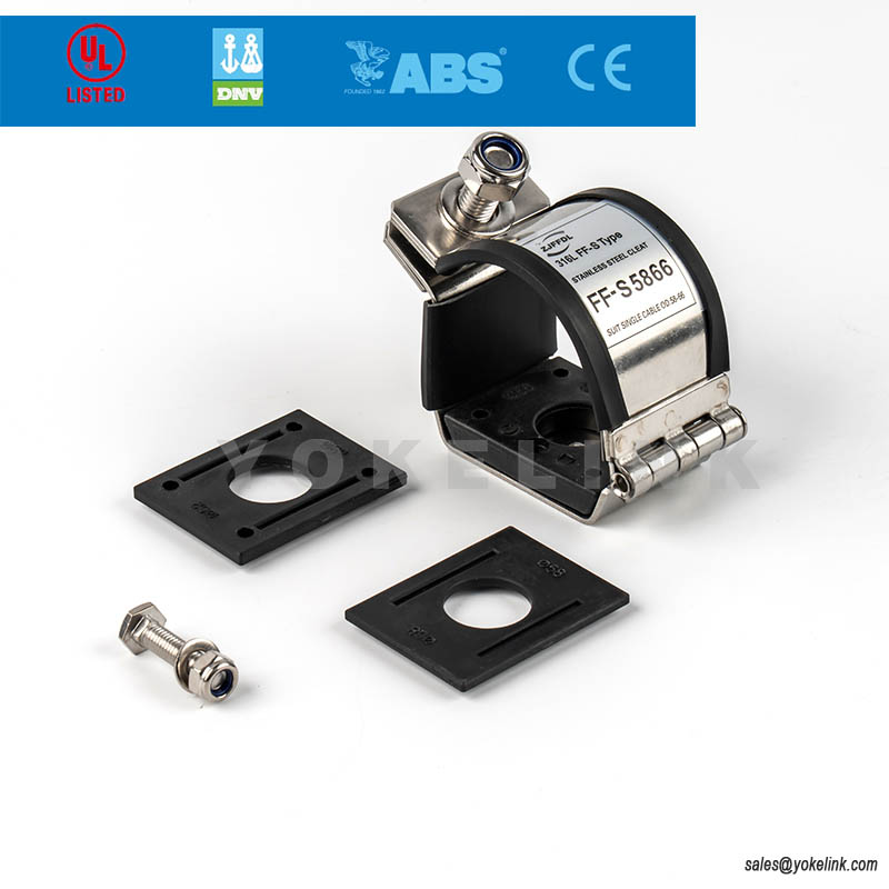 IEC 61914 Trefoil rozsdamentes acél kábelbilincsek rövidzárlat elleni védelemhez, csavarokkal és anyákkal