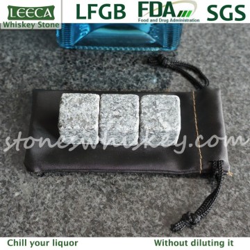 Whiskey stone for drink 3 pcs set with custom PU bag