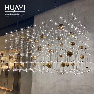Customized Luxury Fashion Pendant Light Stainless Steel Golden Ball LED Chandelier