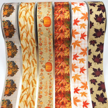 Thanksgiving Day Grosgrain Ribbon - 40mm Wide for Festive Decorations