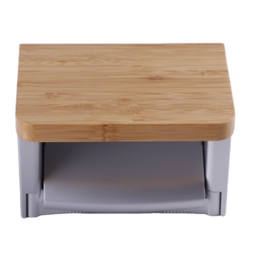 Waterproof Bamboo Stainless Steel Toilet Paper Holder with Cover