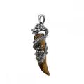 Crystal Wolf Tooth Wrapped Silver Dragon Stone Pendant Gemstone Wire Wrapped Dragon Pendants for Diy Jewelry Making Charm