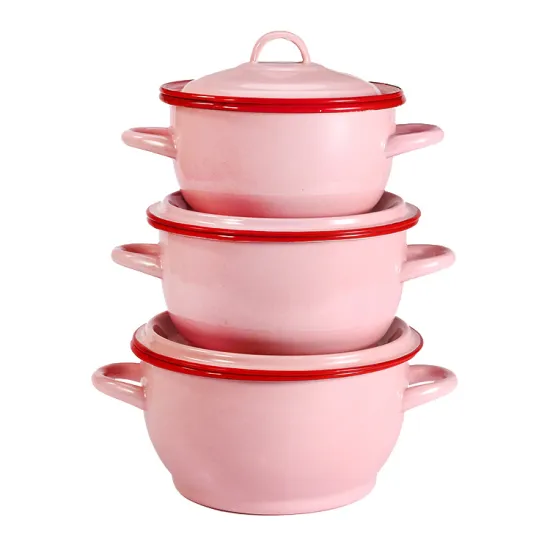 Best Wholesales New Style Cookware Soup Pot Enamel Kitchen Cookware Enamel Casserole Set