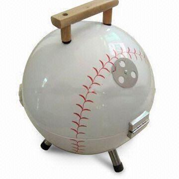 Baseball Ball Shape Portable BBQ Grill with Painting, Made of Iron and Enamel