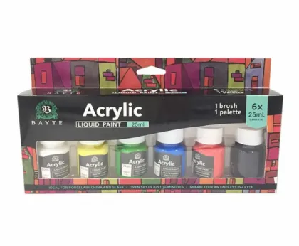 6 Color Acrylic Paint Set for Art Supplies, Wall Art, Graffiti, and Watercolor Gouache