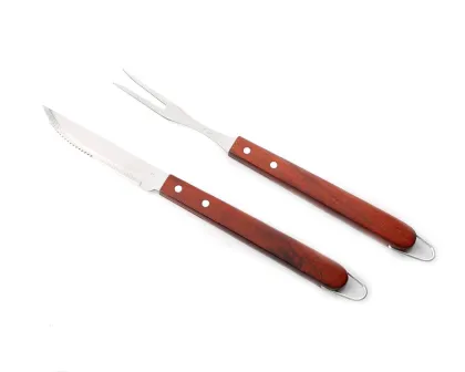 Wooden handle knife and fork