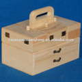 Nuova bellissima scatola pieghevole portatile in legno per alimenti con cassetti e maniglia