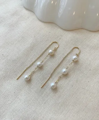 Gold Filled Pearl Threader Earrings: Elegant Wedding Jewelry Gifts for Her