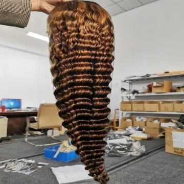 Highlighted Deep Wave Closure Human Hair Lace Front Wigs 13x4 PrePlucked Bleached Knots Long 613 Deep Wave HD Frontal Wig