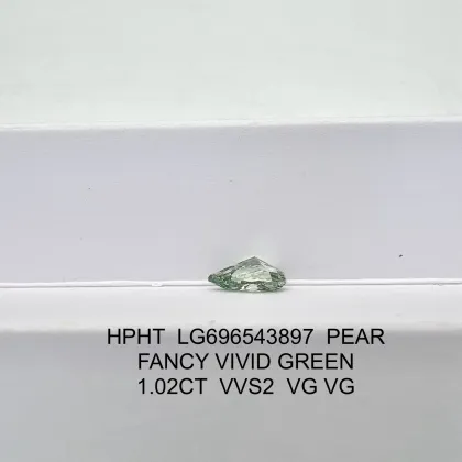 Pear Vivid Green Lab Diamond 1.02ct HPHT