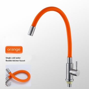 Colorful Rotating Flexible Silicone Neck Stainless Steel Kitchen Faucet