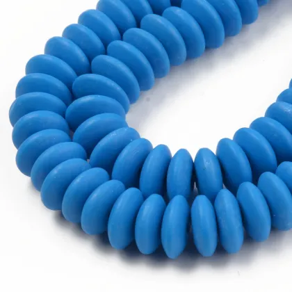 PandaHall Handmade Polymer Clay Beads: Royal Blue Lat Round Strands