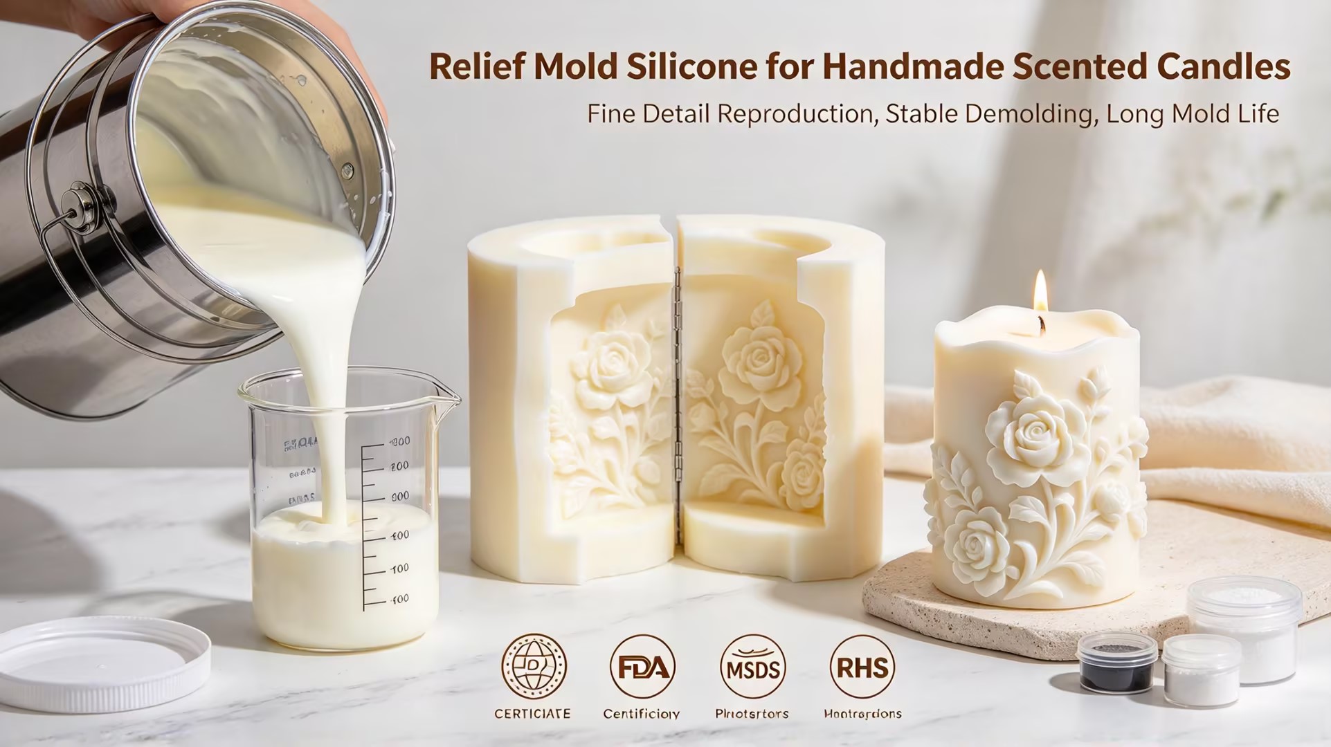 Candle Relief Mold Silicone Rubber 3
