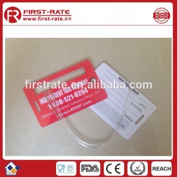 Good quality pvc plastic luggage tag with hang tag string