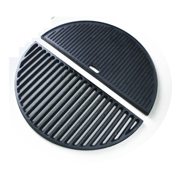 STEEL EGG BBQ Charcoal Ceramic Kamado BBQ Grill Accessory, Cast Iron Plate Half Griddle and Half Grill,  Half Moon Griddle