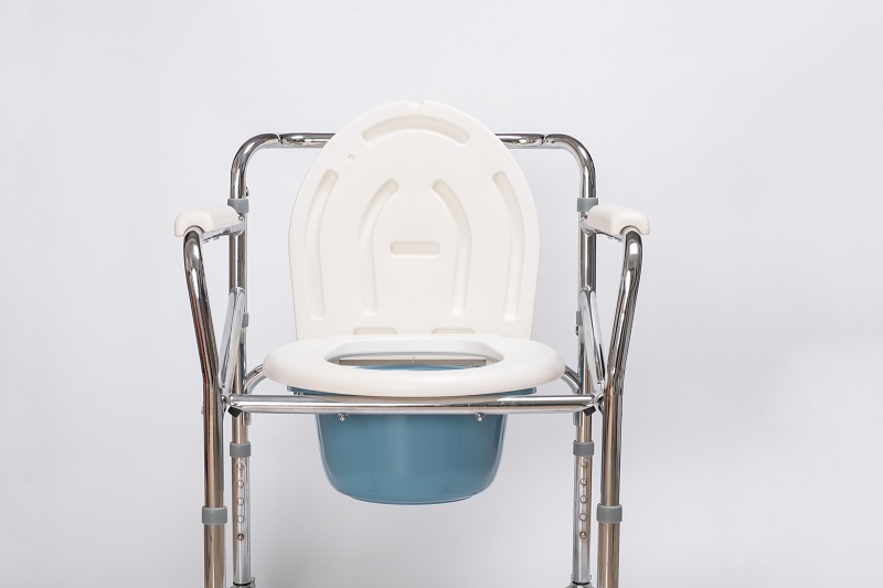 Commode chair with Locks on Wheels and Padded Armrests