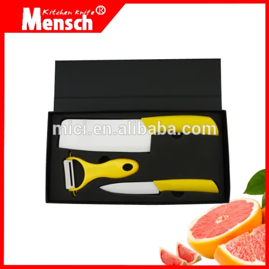 3pcs Stylish Promotion ceramic Kitchen Knife set for Gift