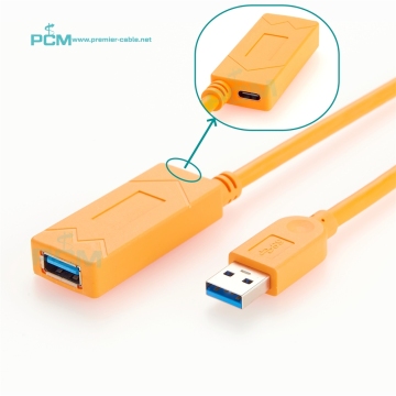 USB 3.0 Type A to Female Type C Extension Cable with Power Adapter - 5M PCM-0415